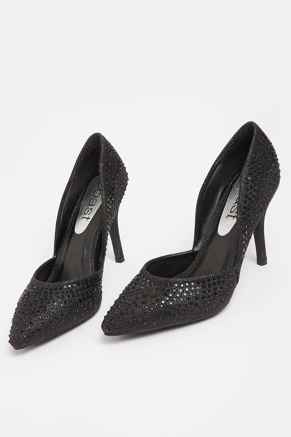 black sparkle court shoes