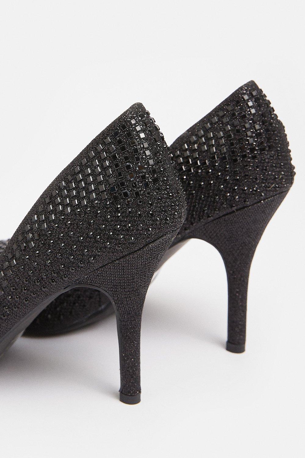 black diamante court shoes