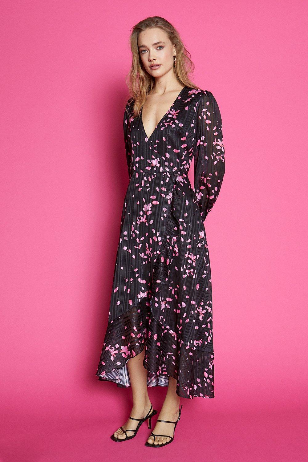 coast pink floral wrap dress