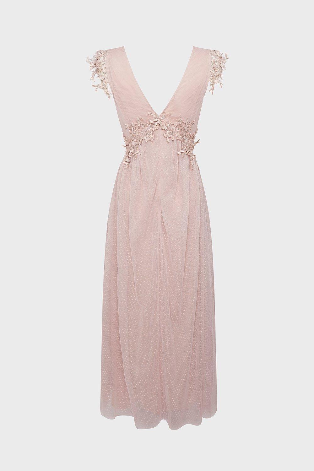 mesh lace maxi dress