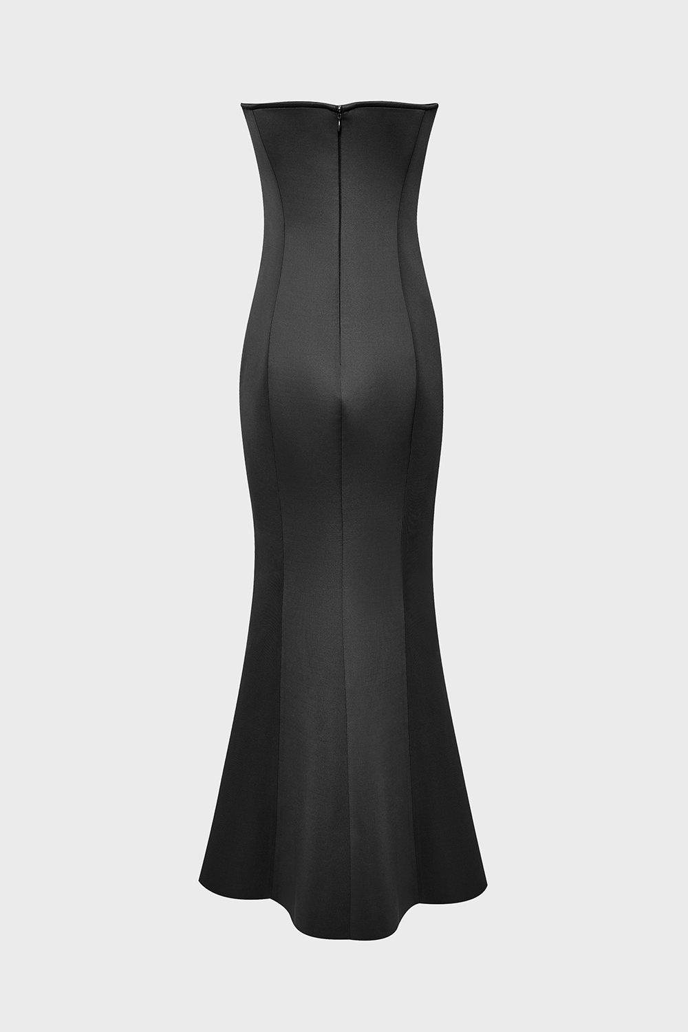 white scuba bandeau maxi dress
