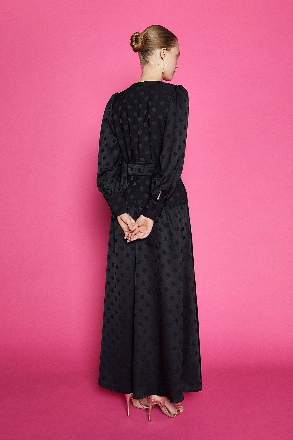 spot tiered maxi dress