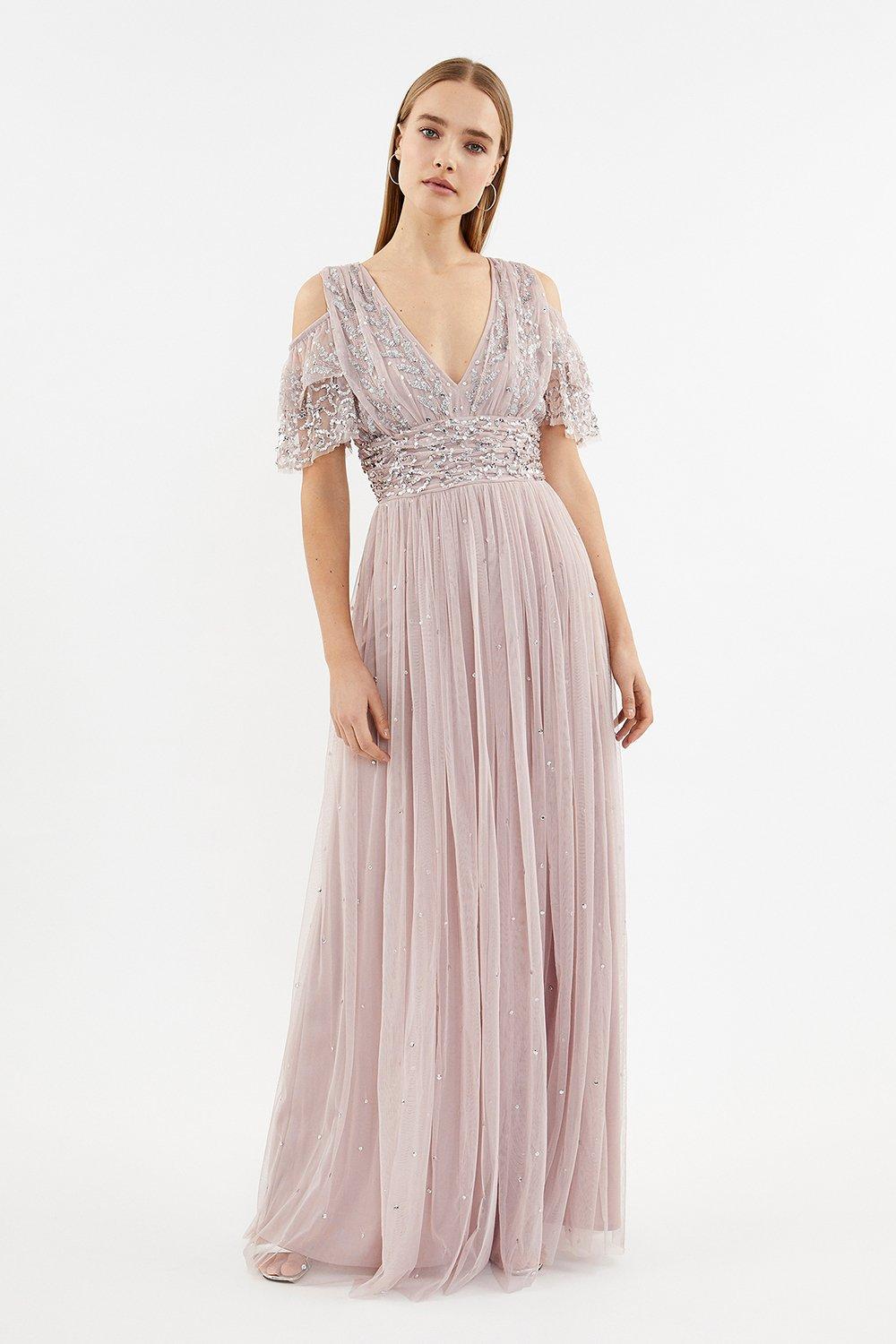 blush embellished maxi dress