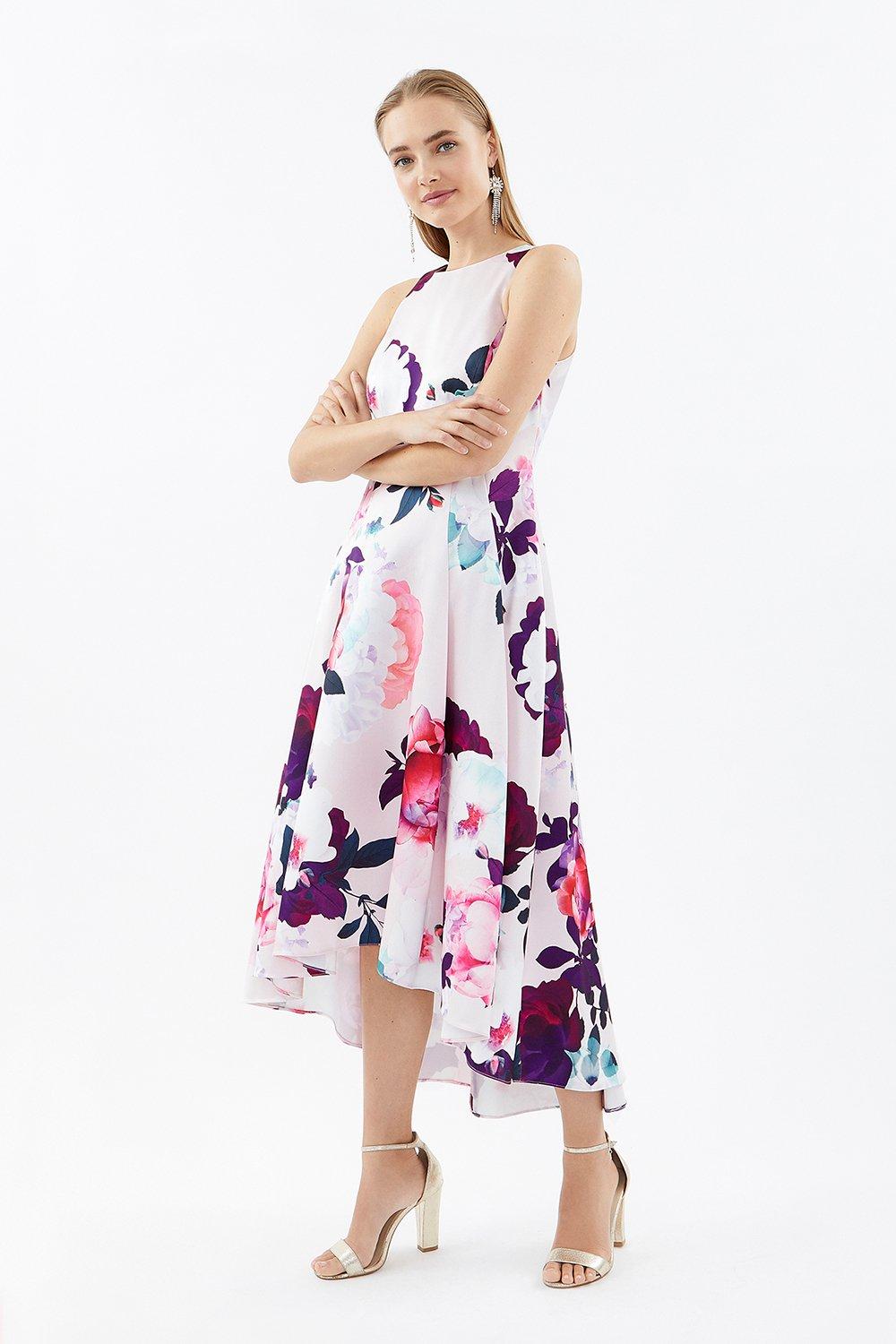 Seamed Printed Hi Low Twill Dress | Coast