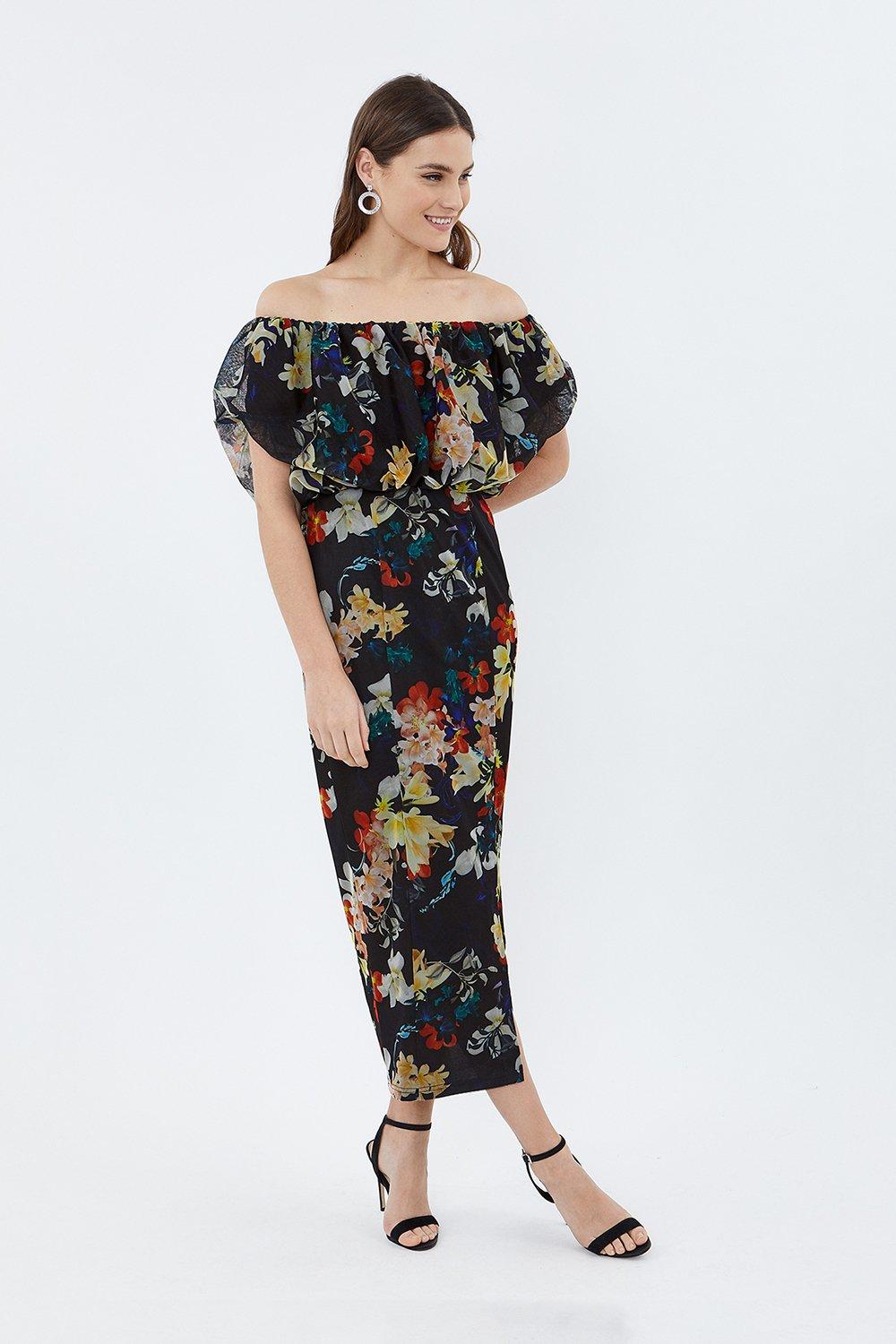 bardot mesh dress