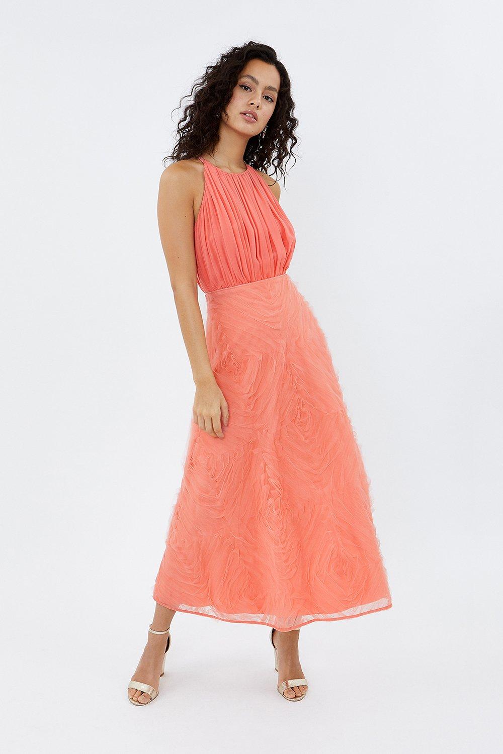 coral midi dress for wedding