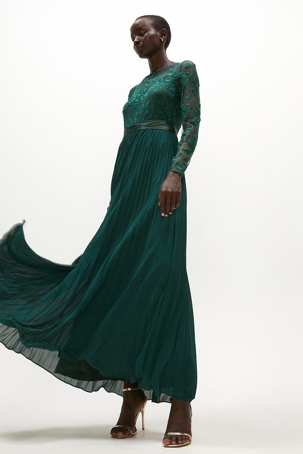 cap sleeve green dress