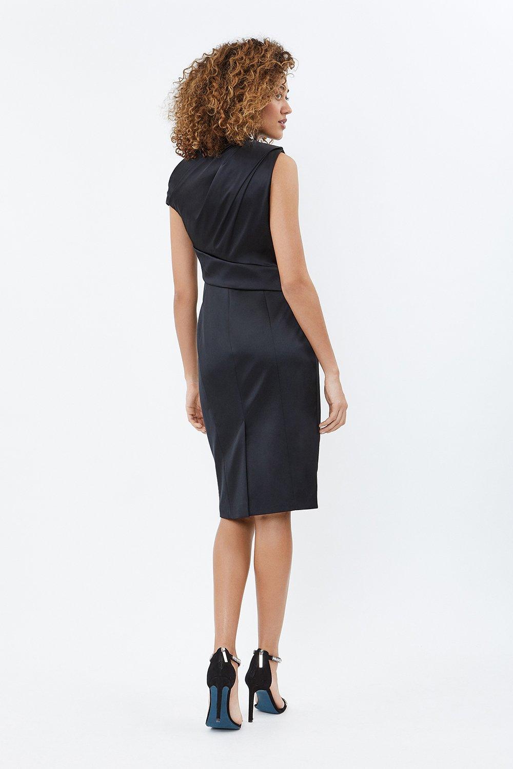 black satin shift dress