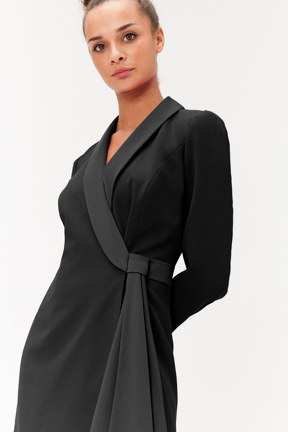 wrap tuxedo dress