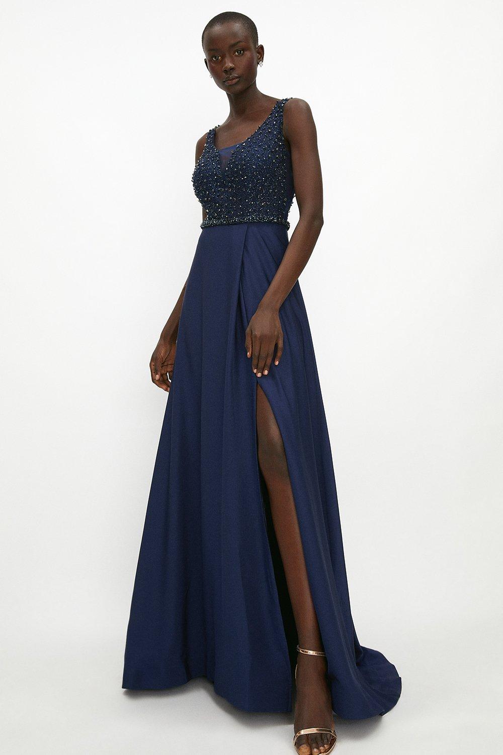 Beaded Satin Maxi Dress | Coast