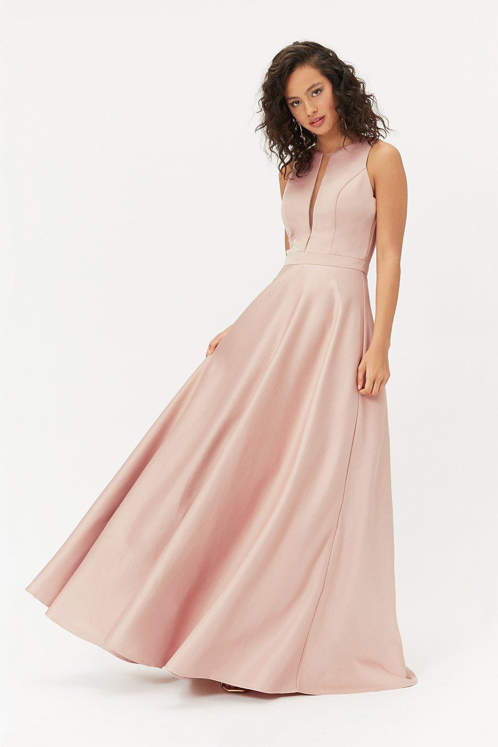 Satin Maxi Tulle Underskirt Dress