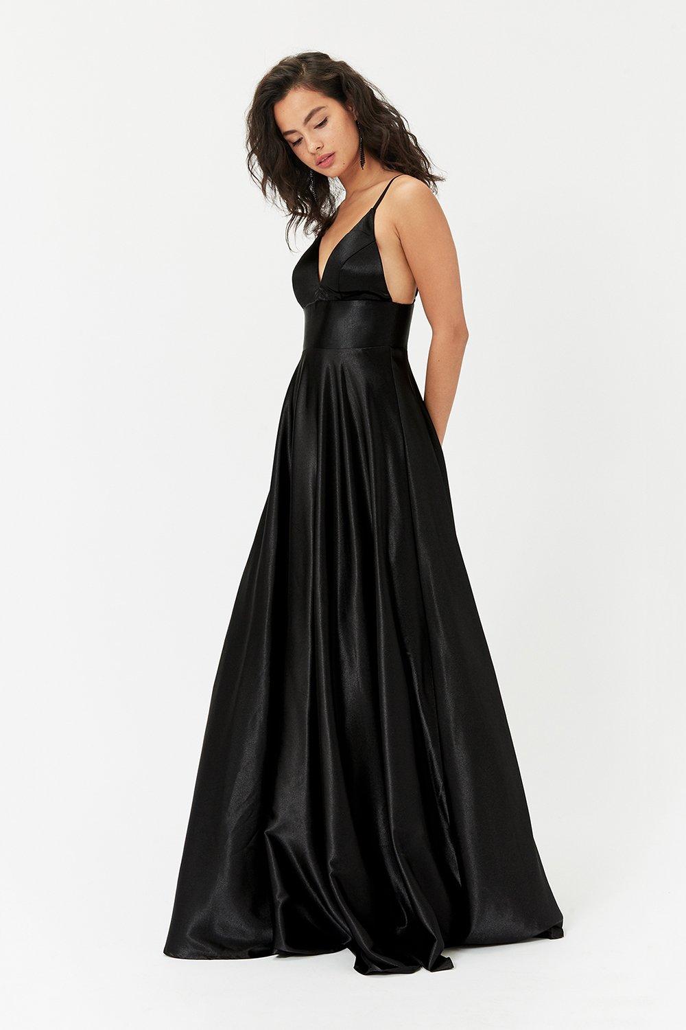 black strappy satin dress