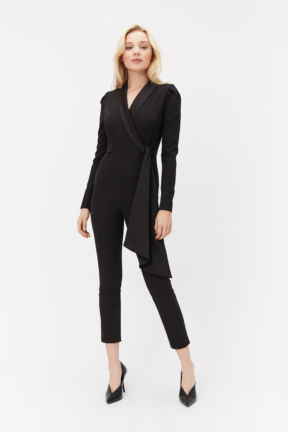 womens tuxedo jumpsuit long sleeve