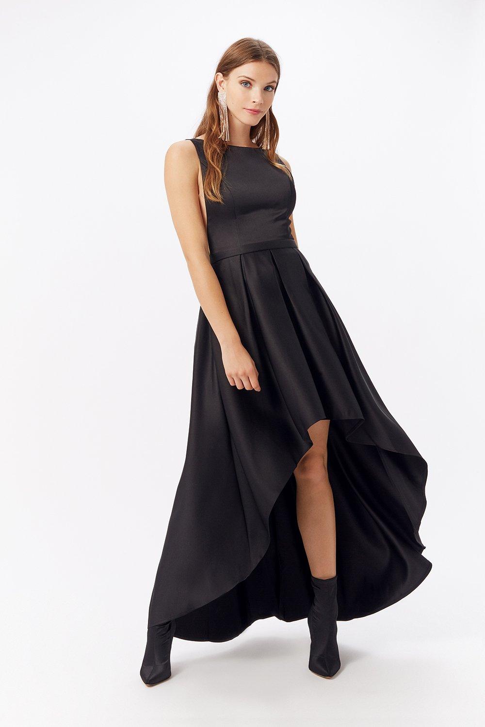 satin dip hem dress