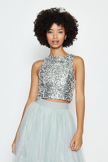 sequin top with skirt