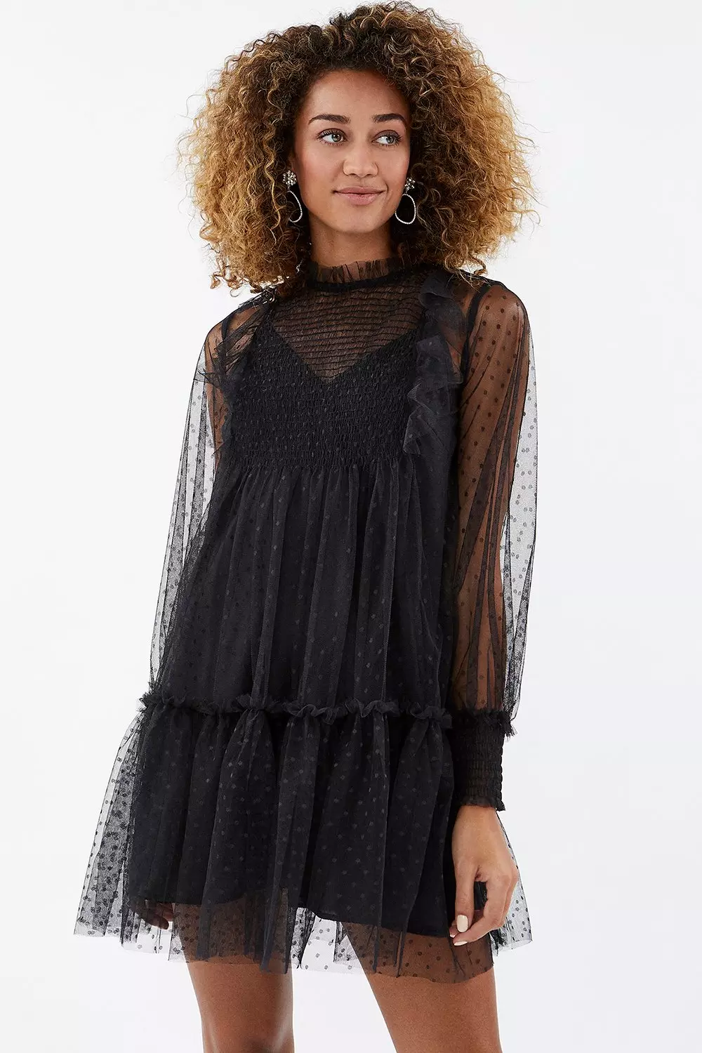 Black Sheer Polka Dot Mesh Dress – Leanne Choi