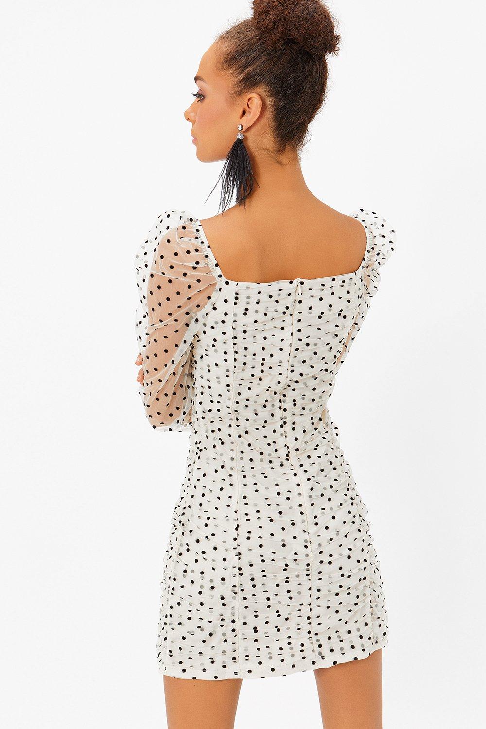 polka dot ruched dress