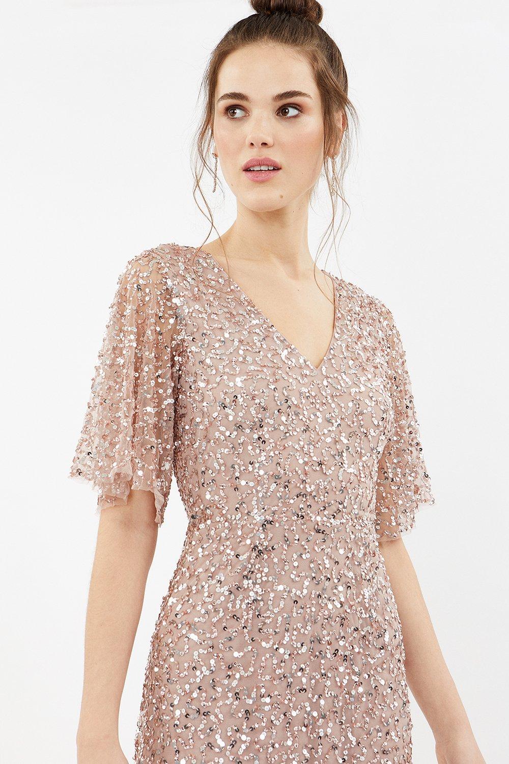 long angel sleeve dress