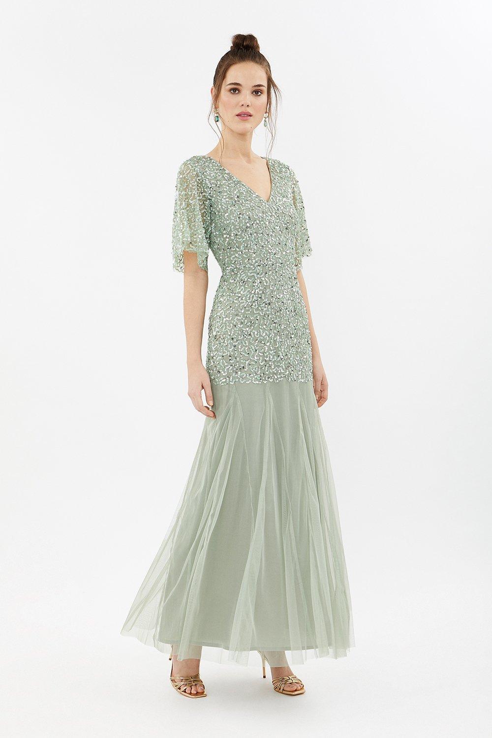 green sequin maxi dress uk