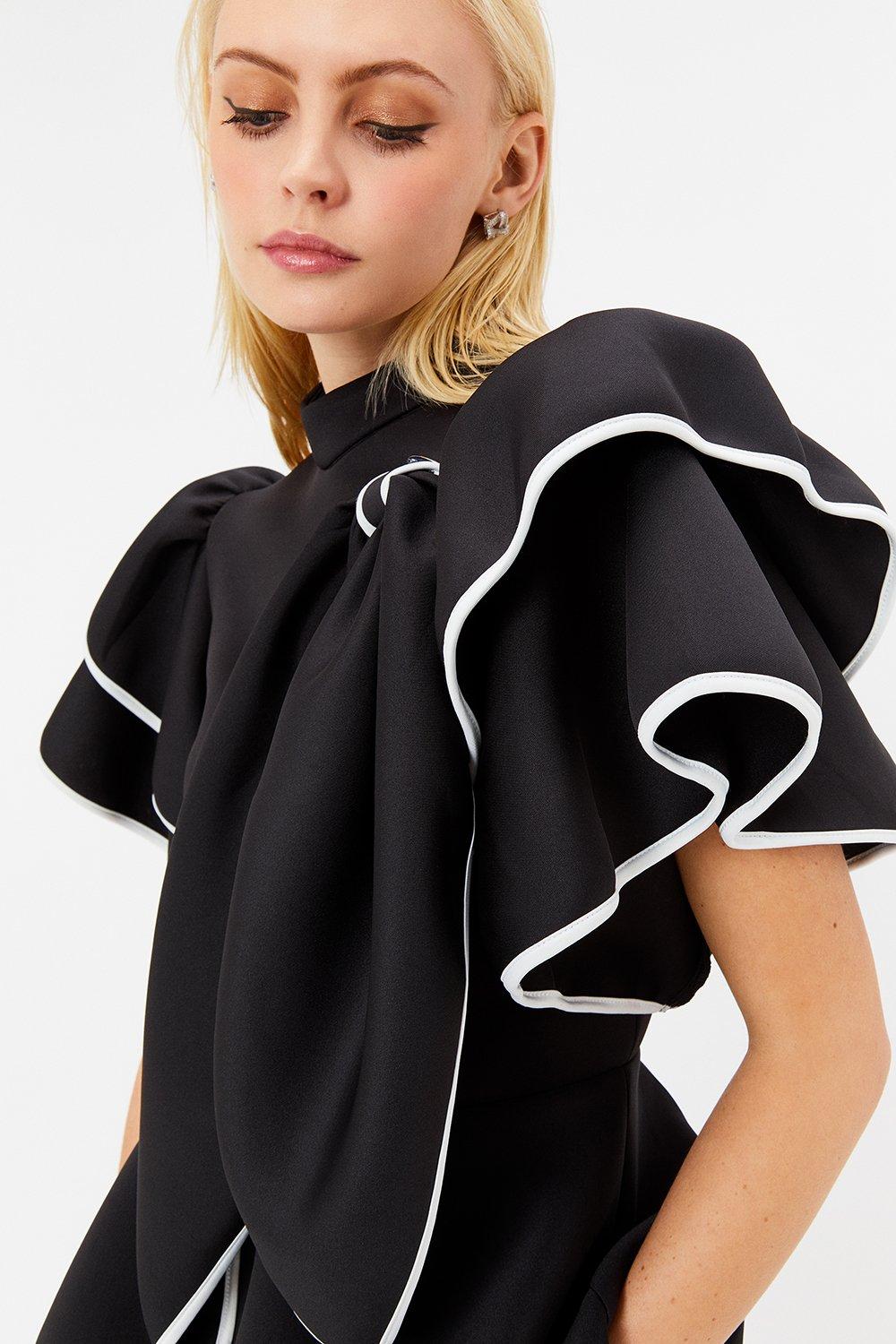 black ruffle sleeve top