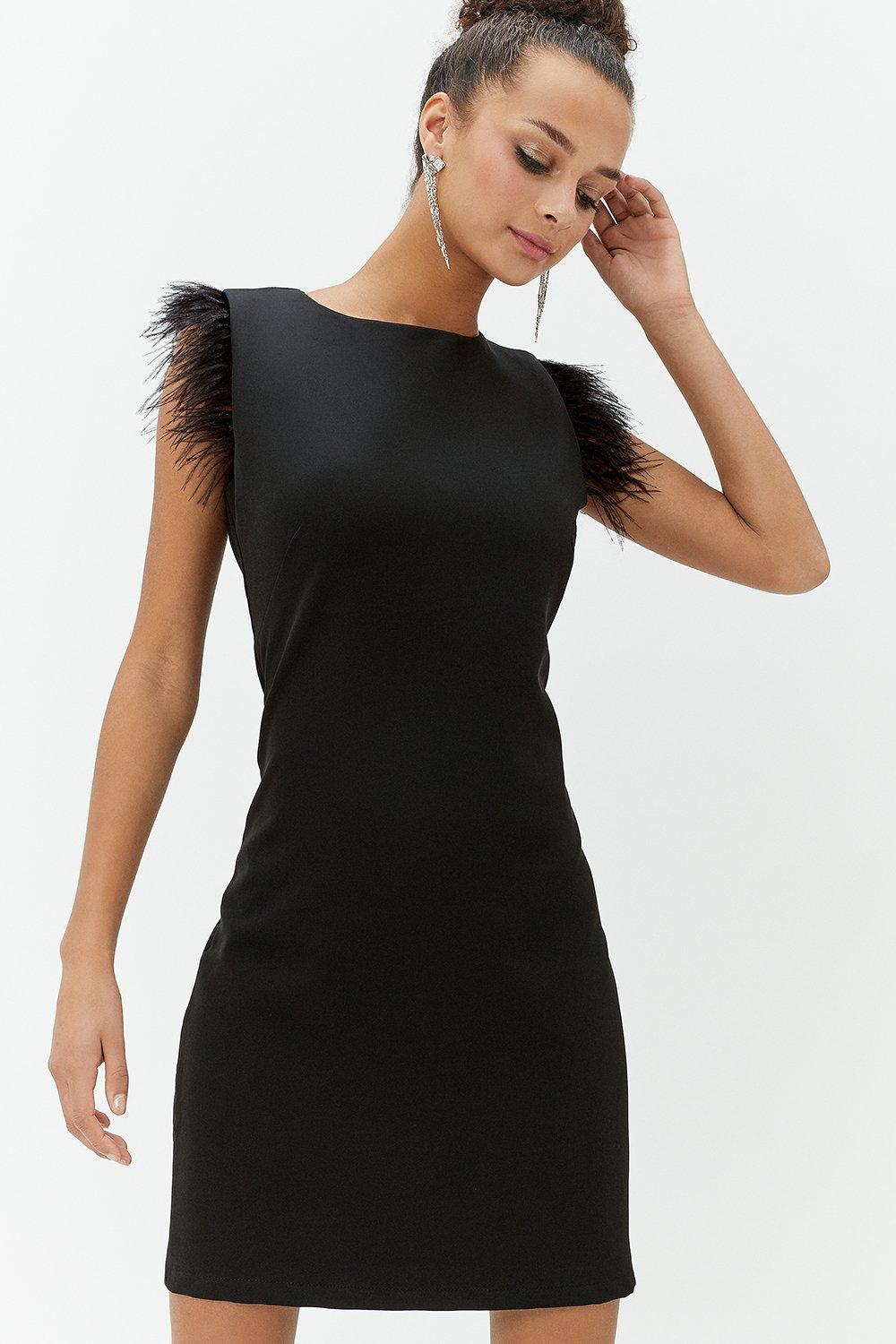 coast black feather dress
