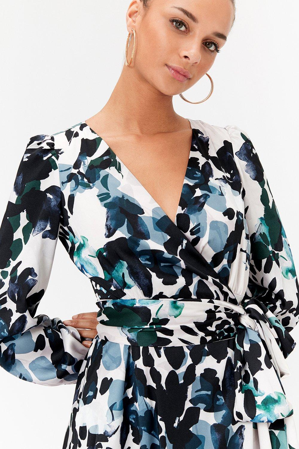 printed wrap maxi dress