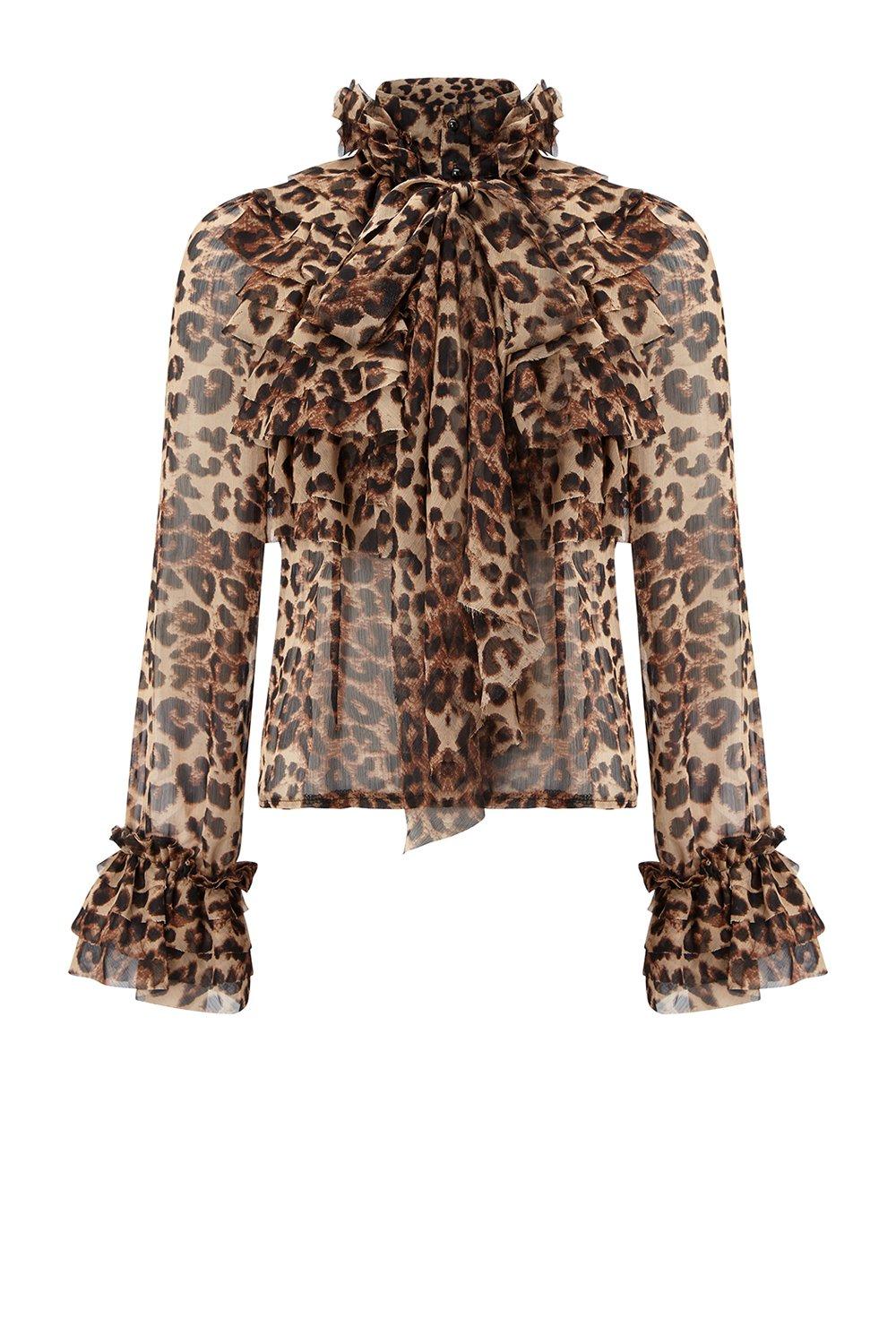 ruffle leopard blouse