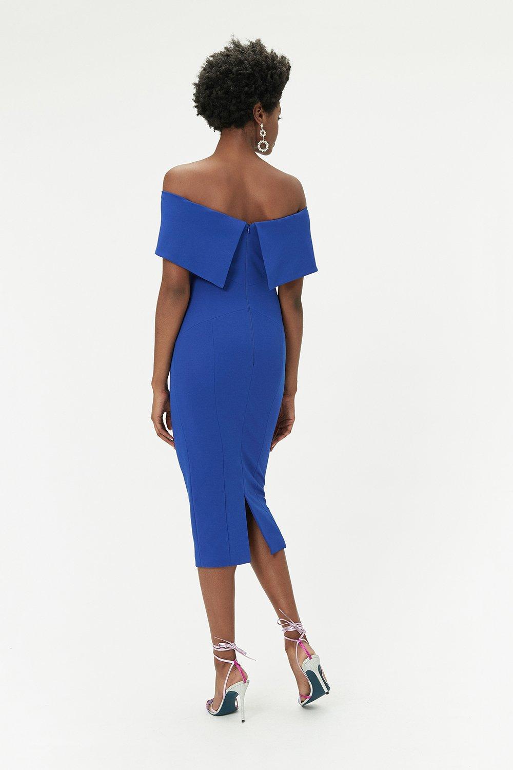 cobalt blue bardot dress