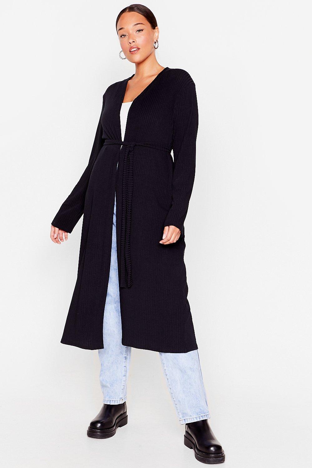 longline black cardigan plus size