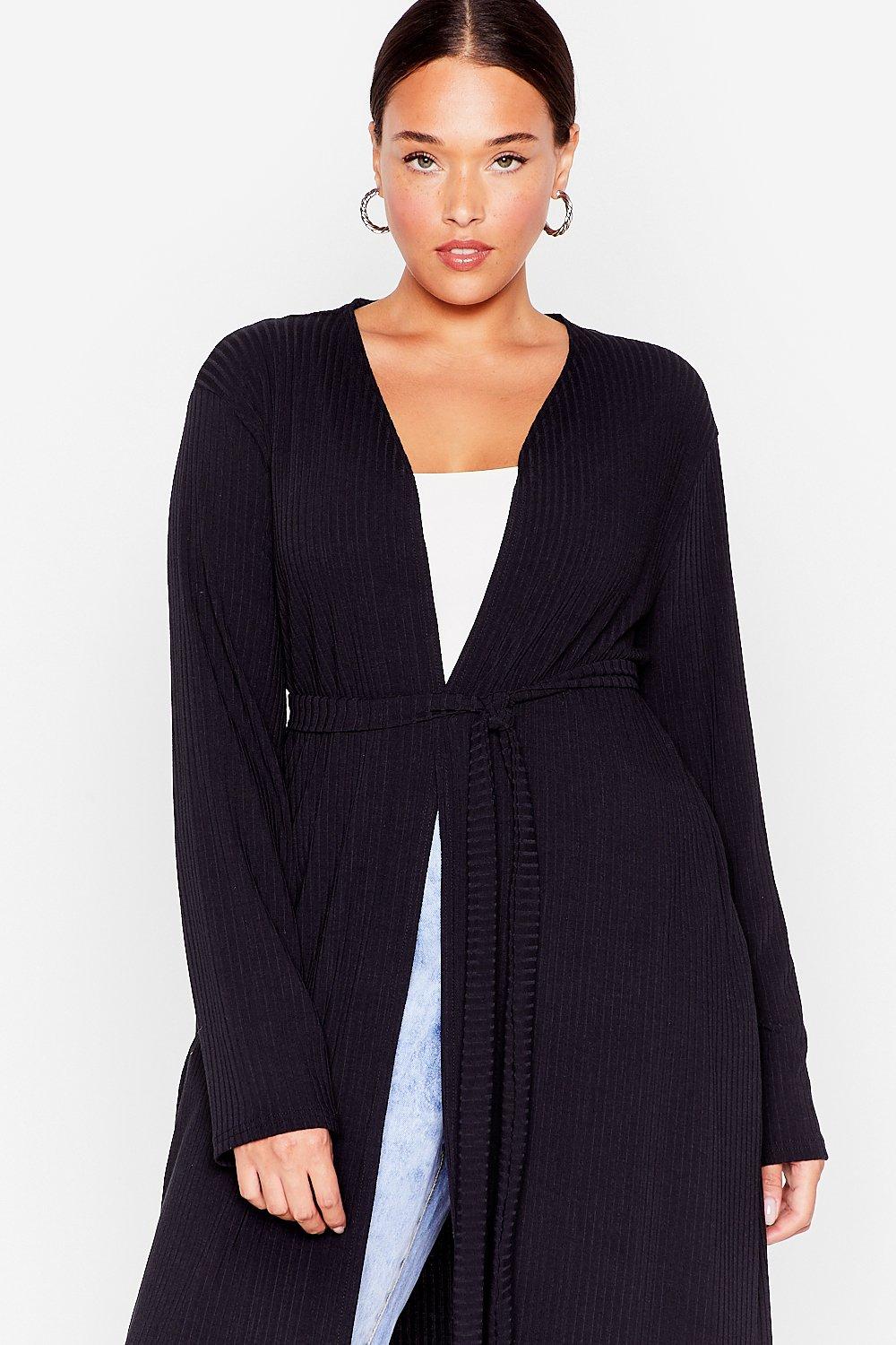 longline black cardigan plus size