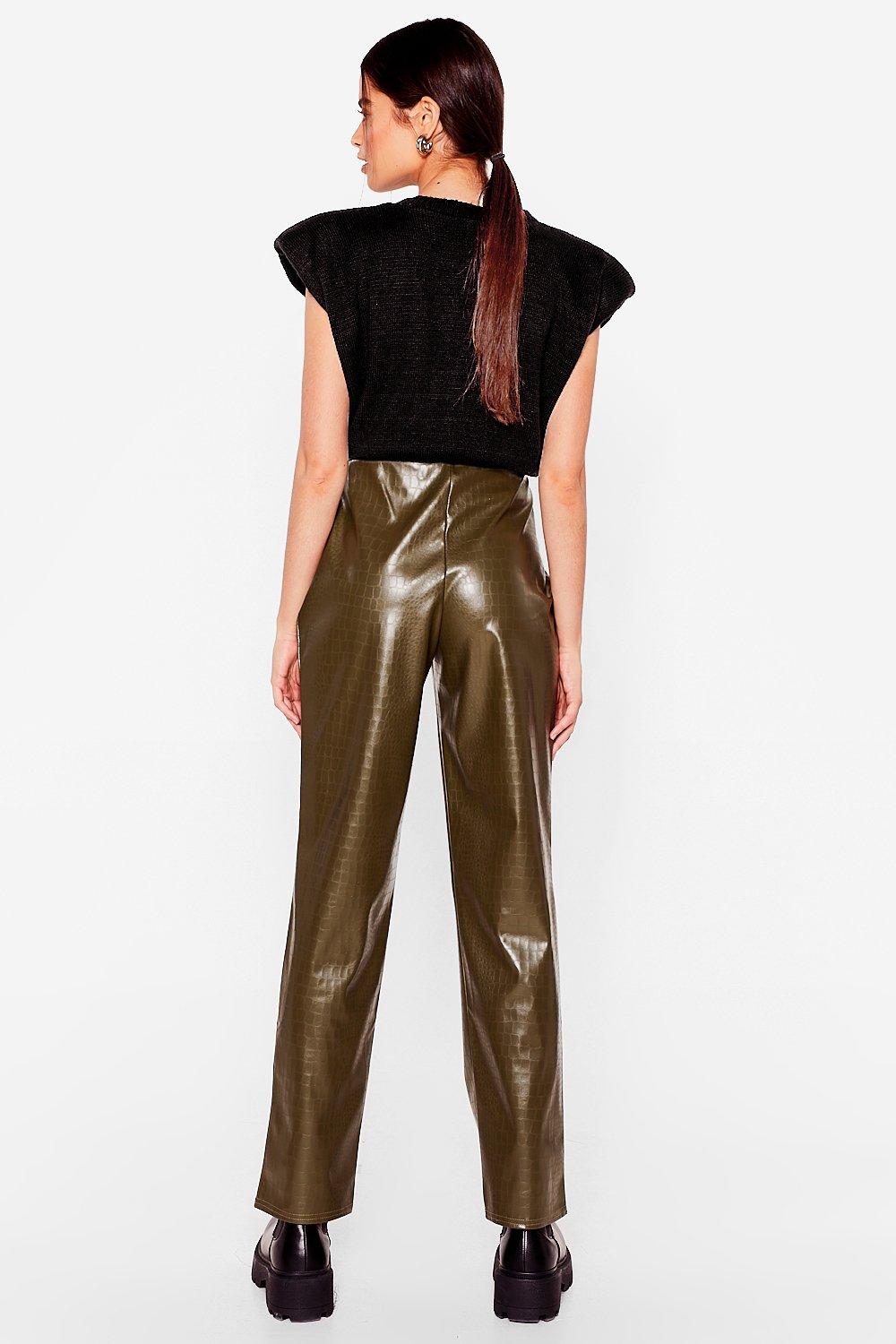 olive leather pants