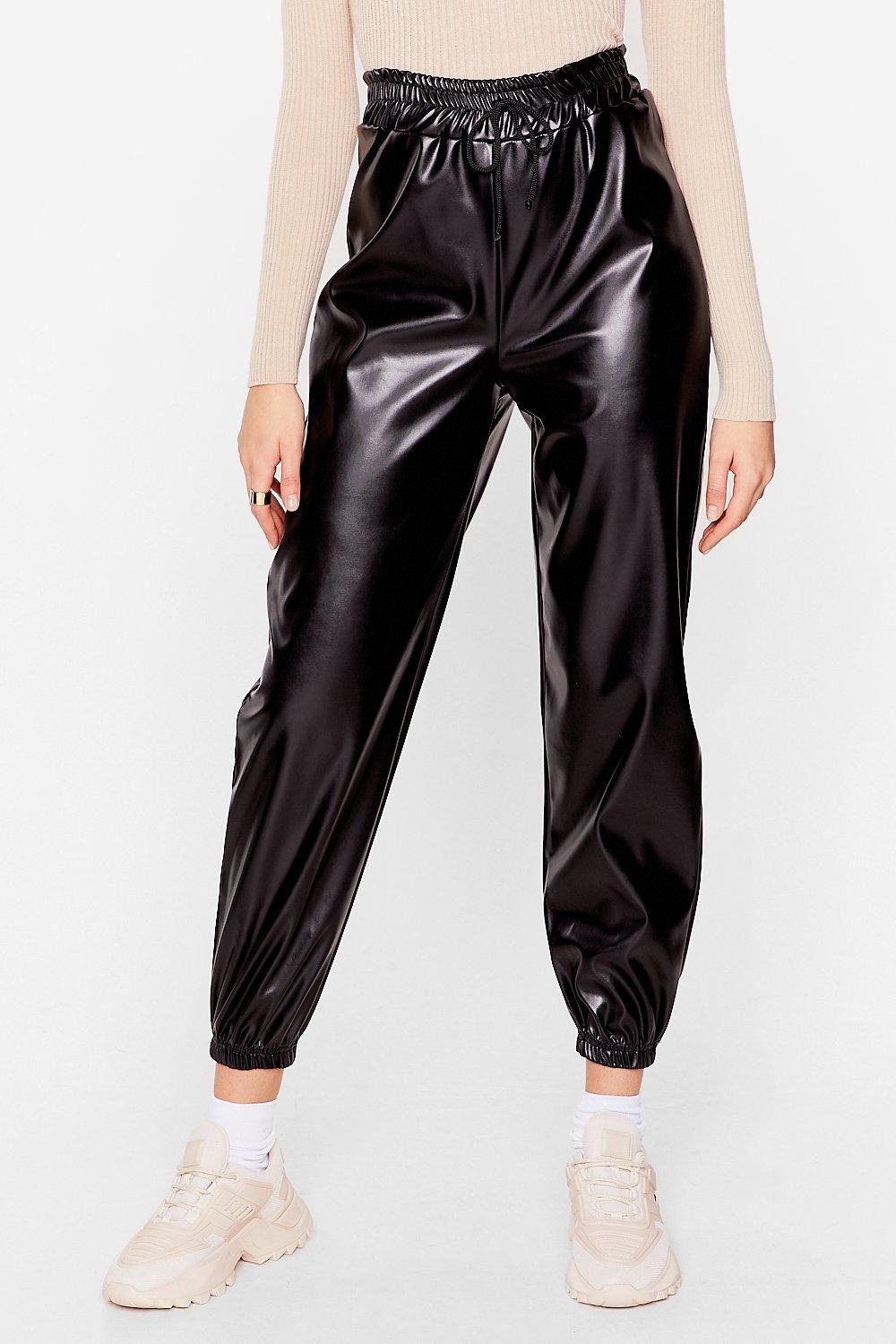 leather look jogger pants