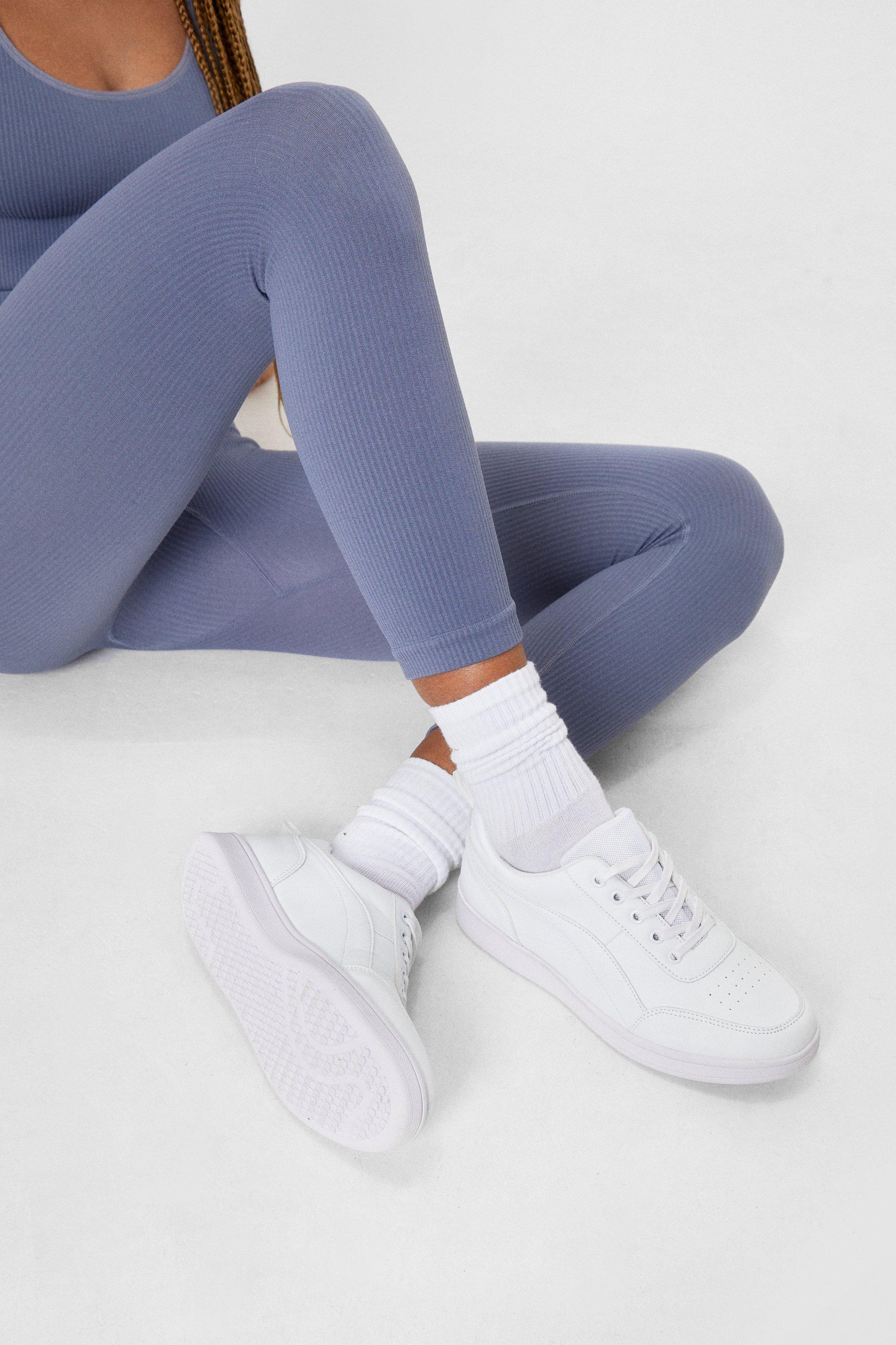 round toe white sneakers
