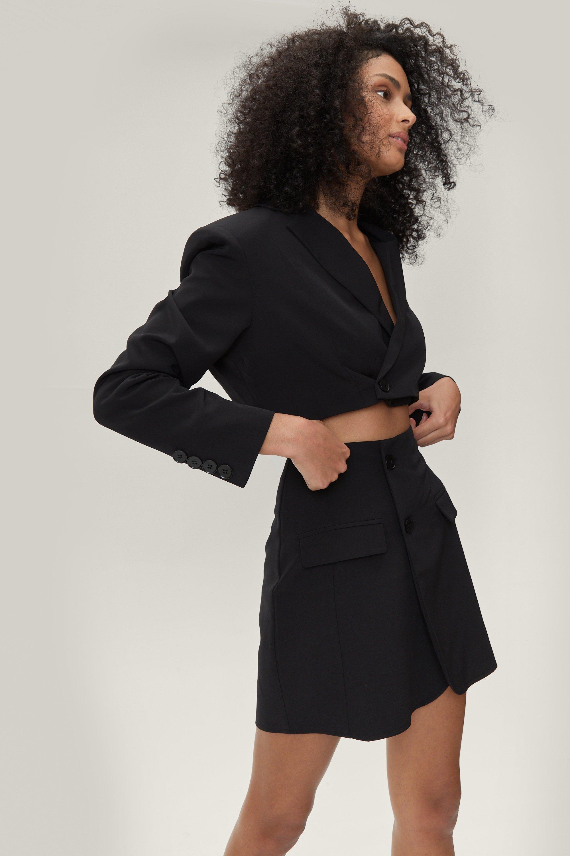 Blazer Court Cintré À Épaulettes - Noir - 42, Noir