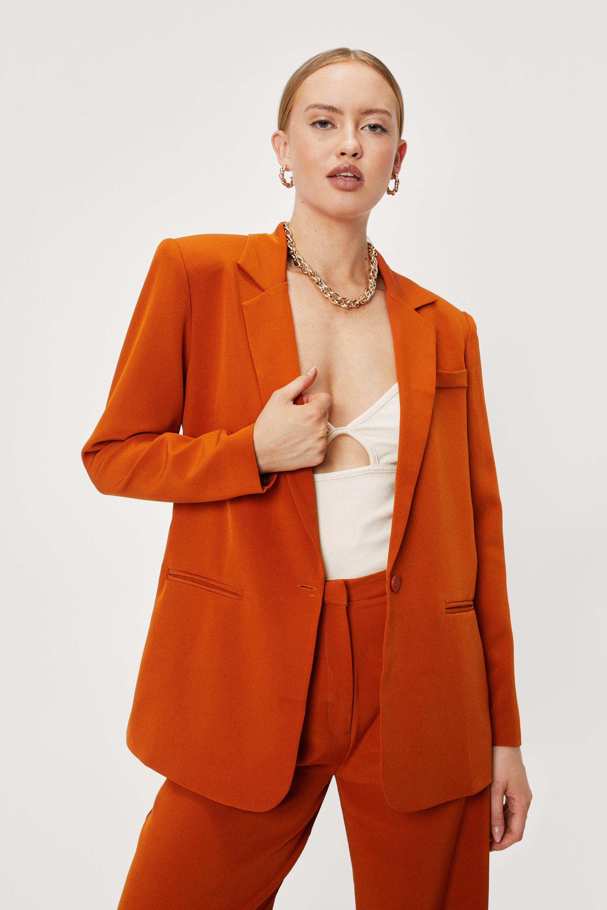Blazer Oversize À Épaulettes - Orange - 36, Orange