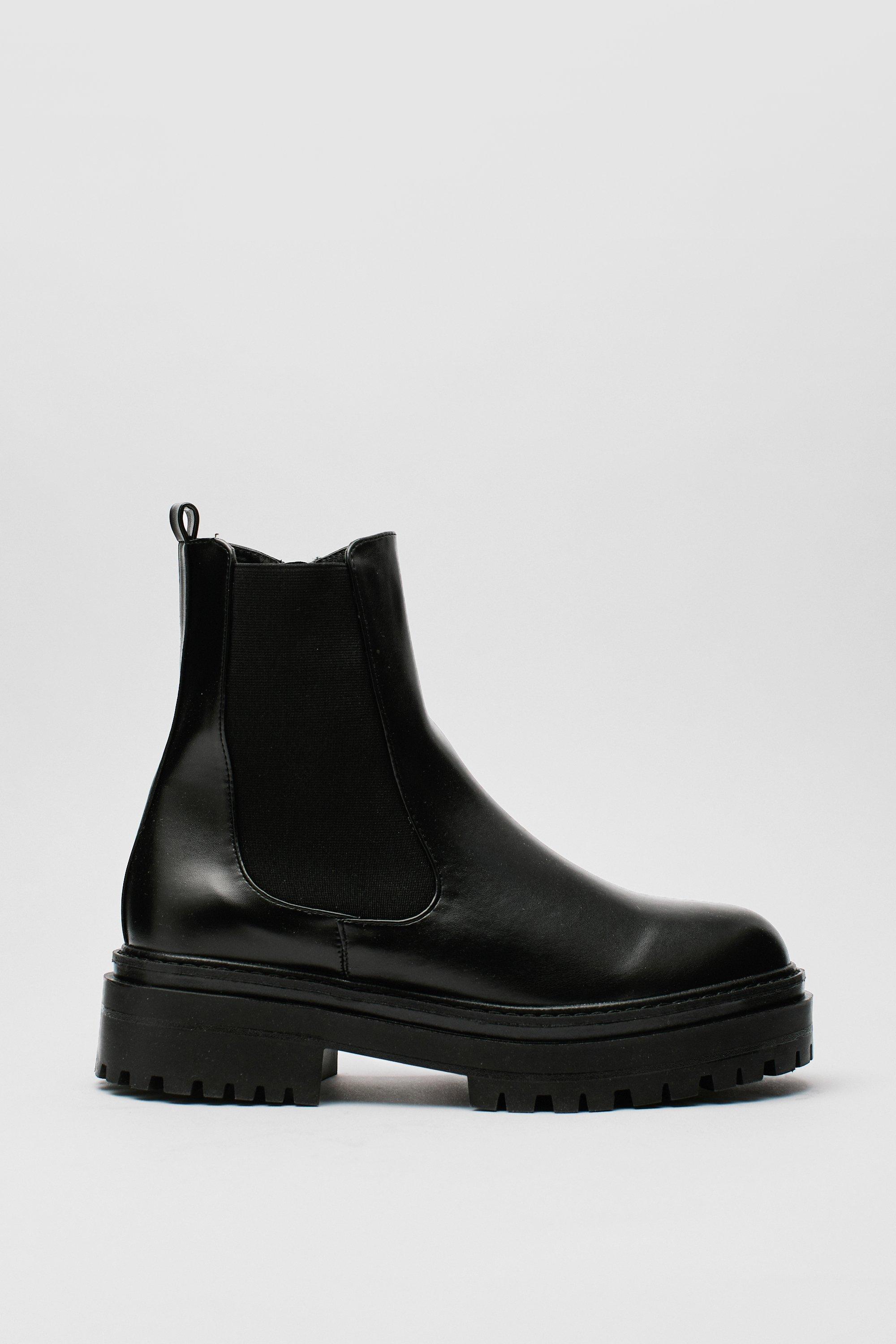 Chunky Platform Faux Leather Chelsea Boots