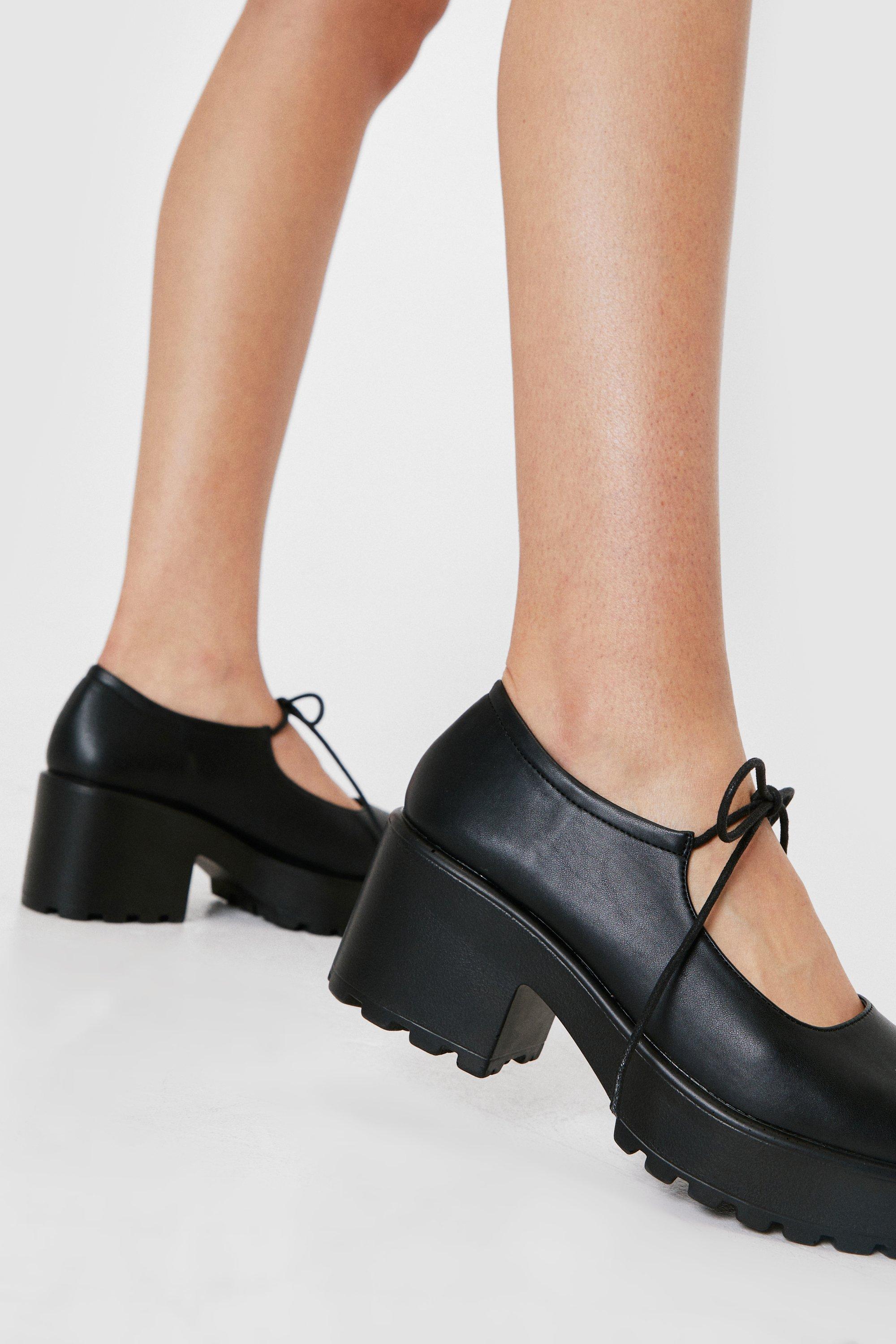 black chunky mary jane shoes