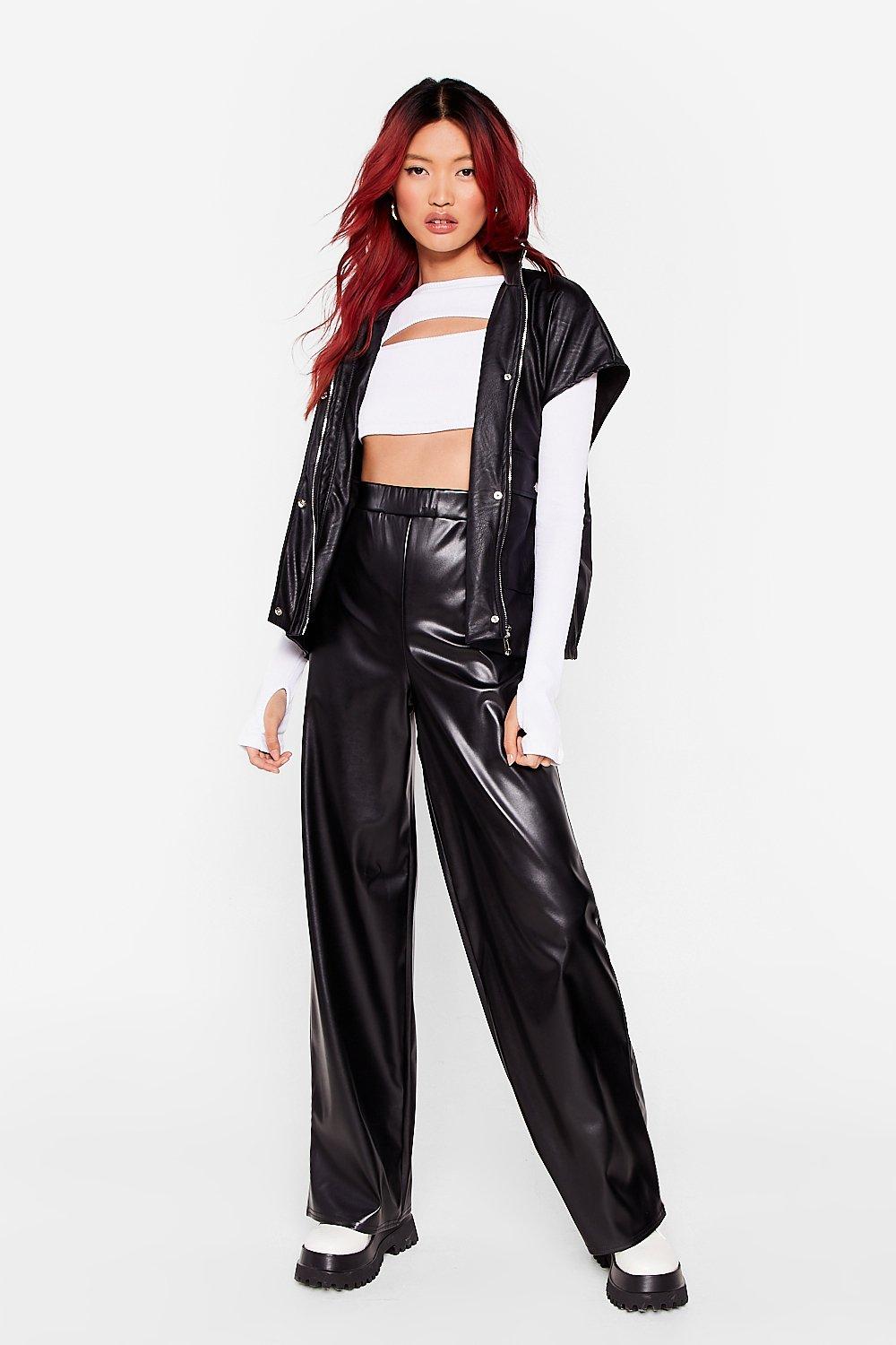 Faux Leather Wide Leg High Waisted trousers