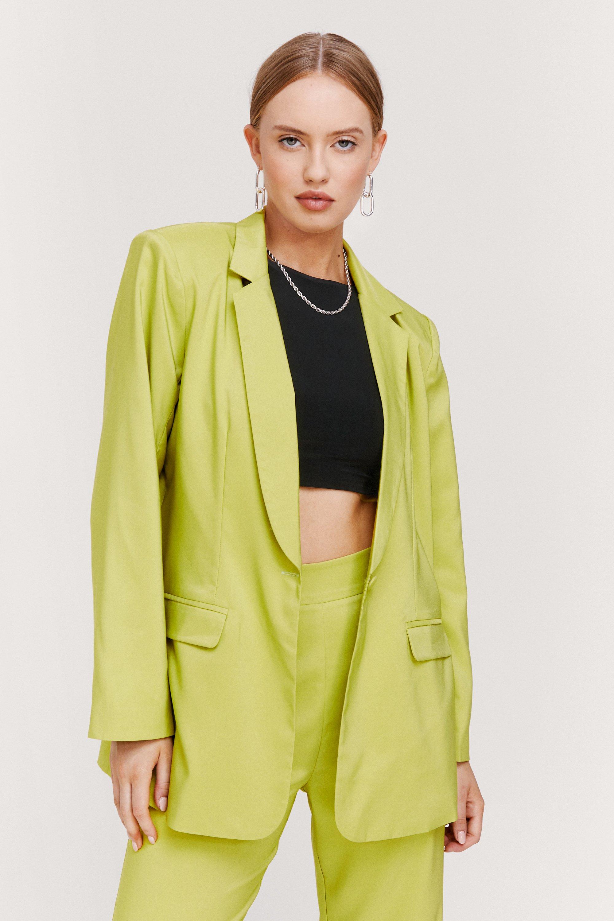 Blazer De Tailleur Long Oversize - Vert - 40, Vert