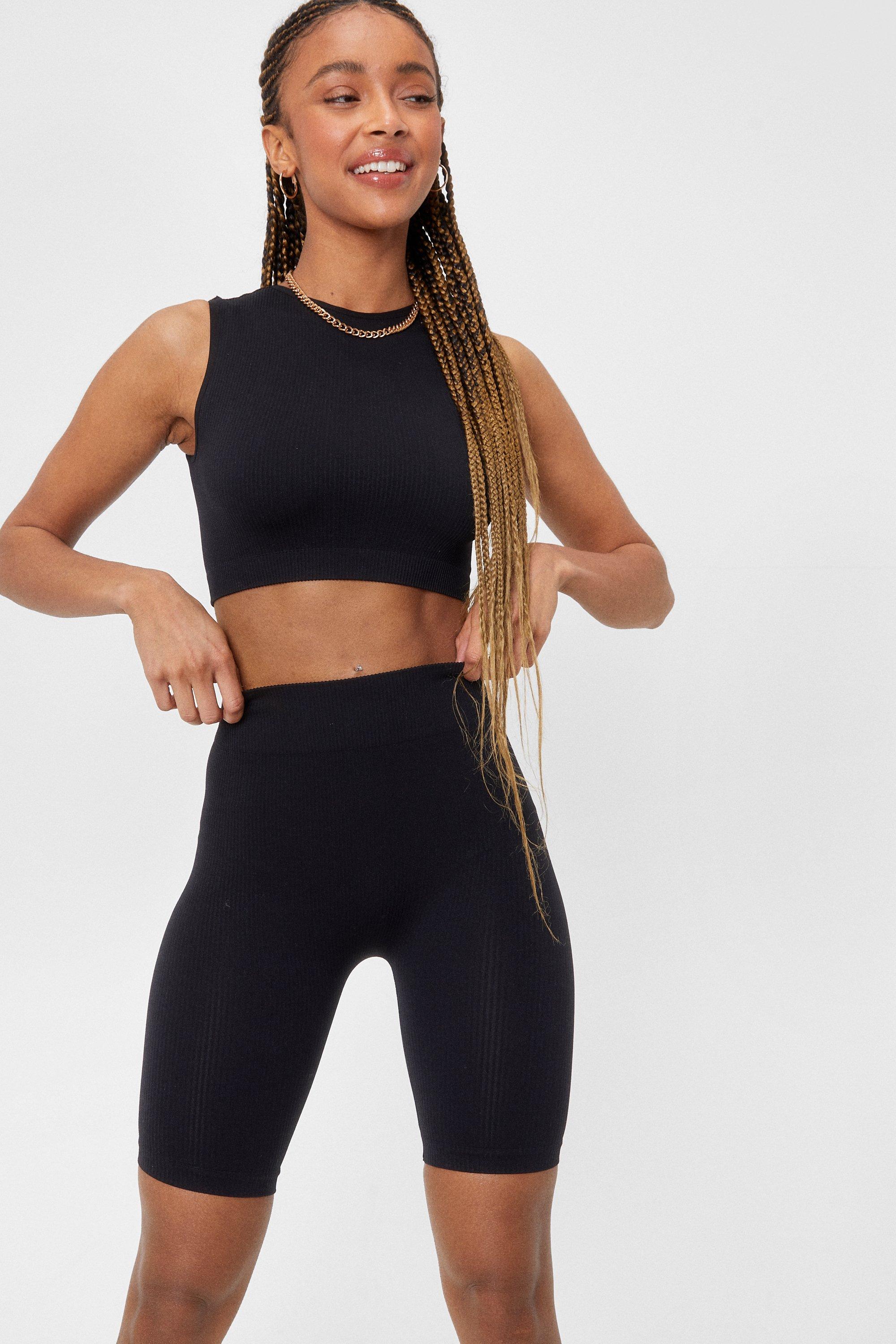 black crop cycling shorts