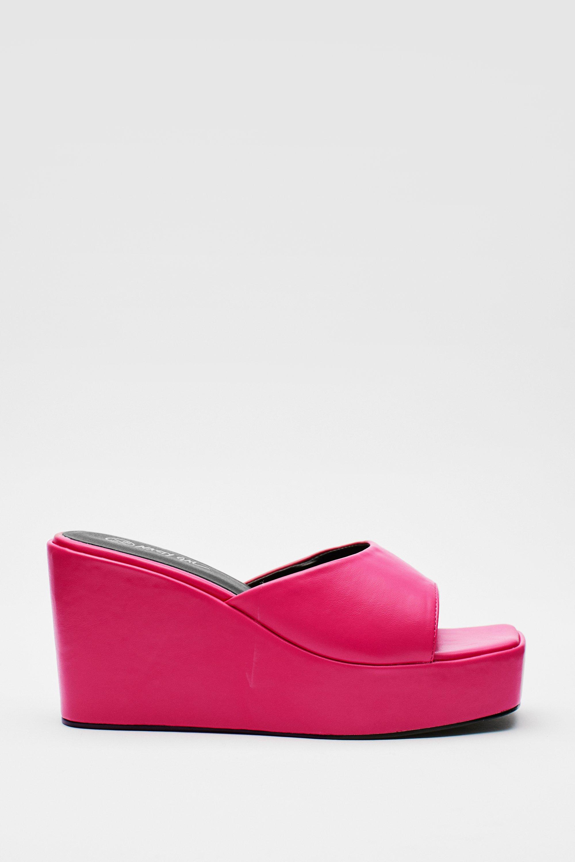 pink wedge mules