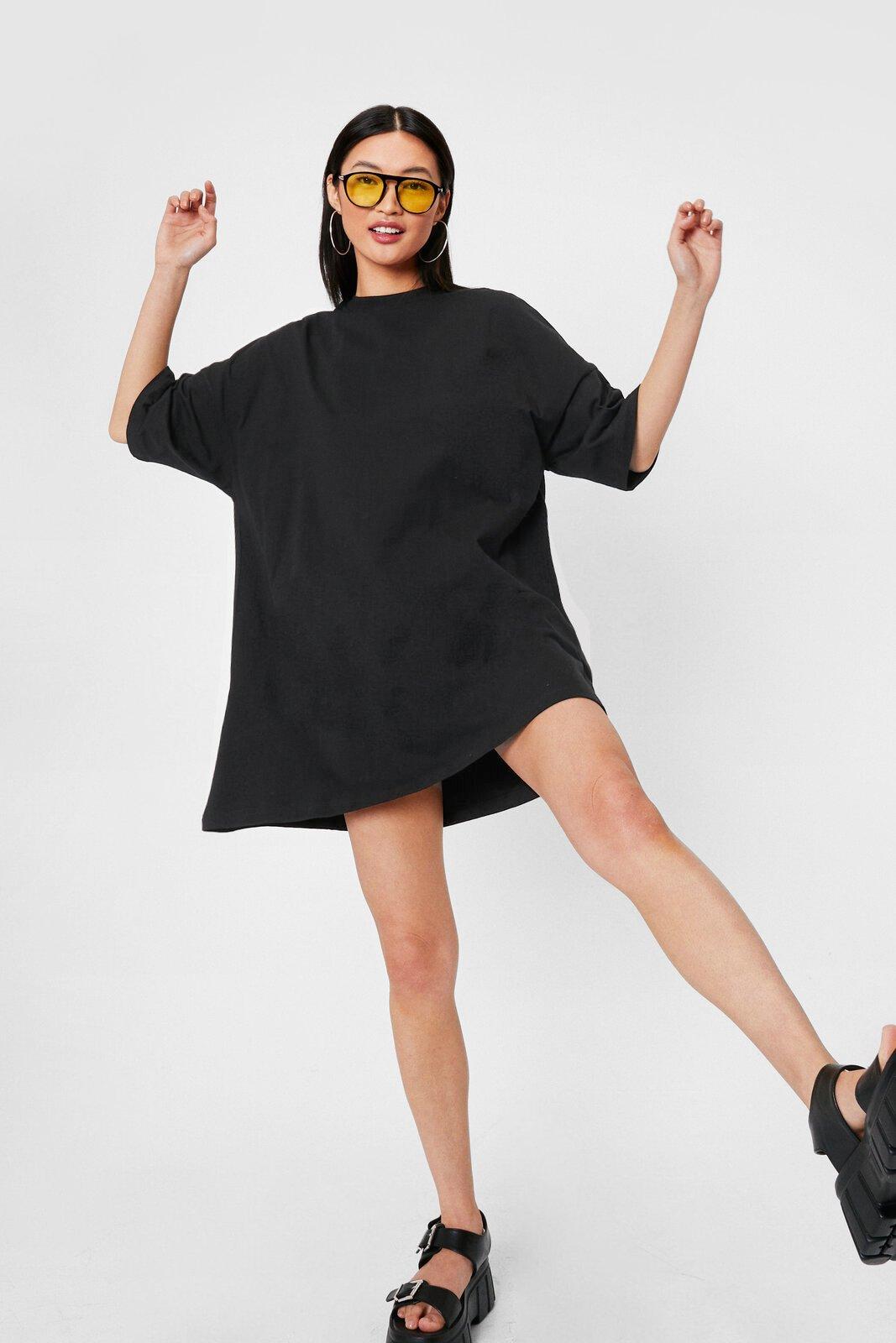 Oversized Short Sleeve Mini T-Shirt Dress