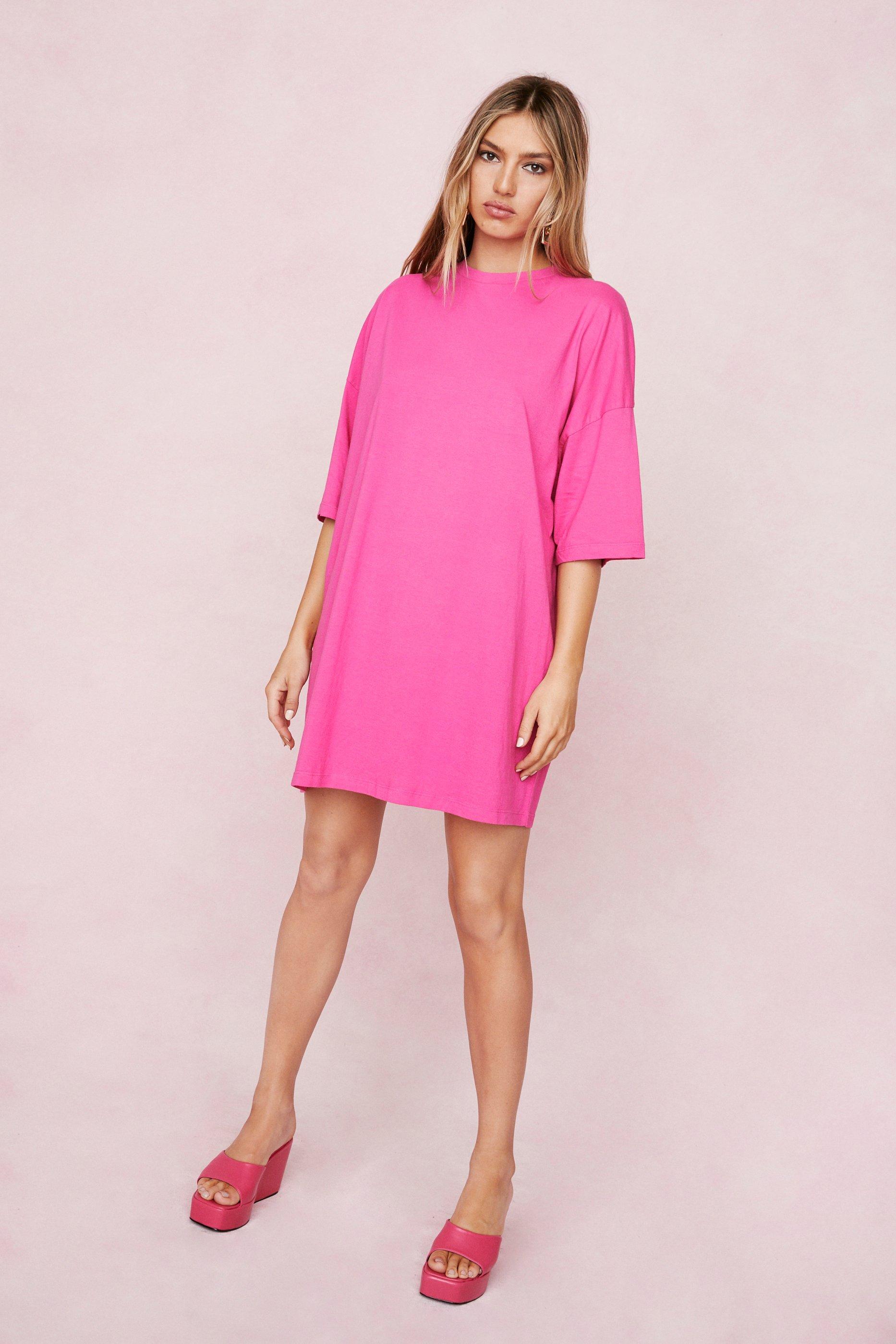 hot pink t shirt dress