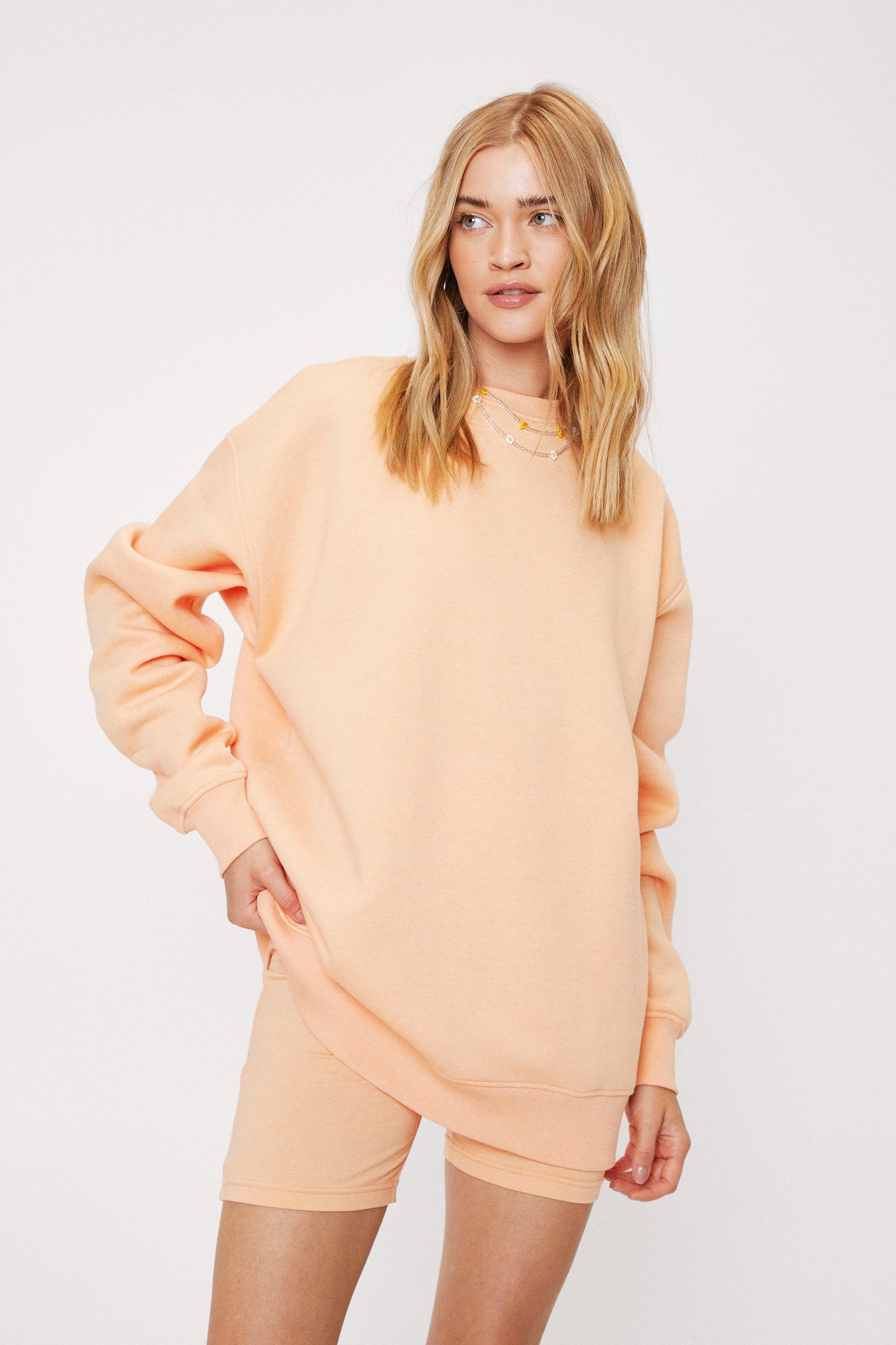Ensemble De Confort Sweatshirt Oversize & Cycliste Assorti - Orange - 32, Orange