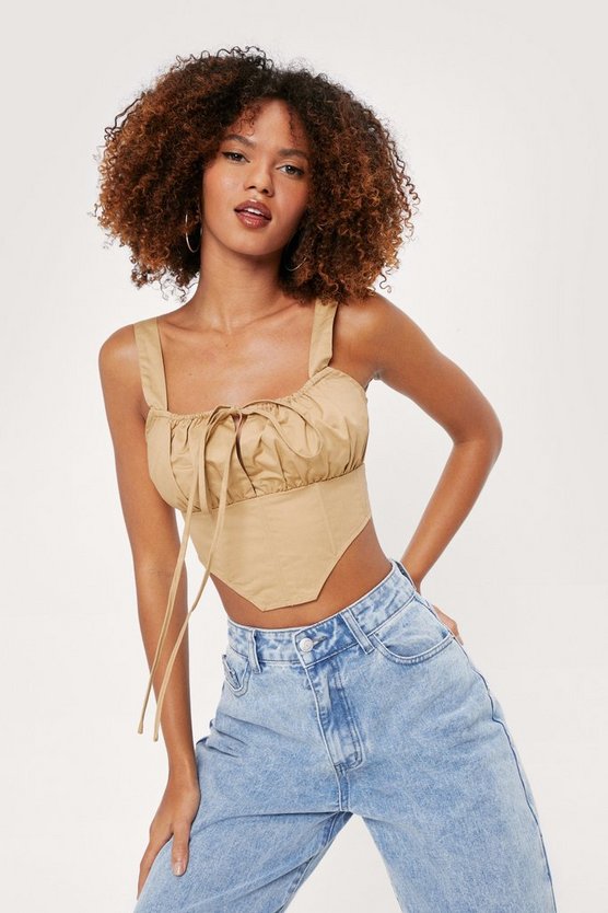 nastygal.com | Lace Up Woven Ruched Corset Top