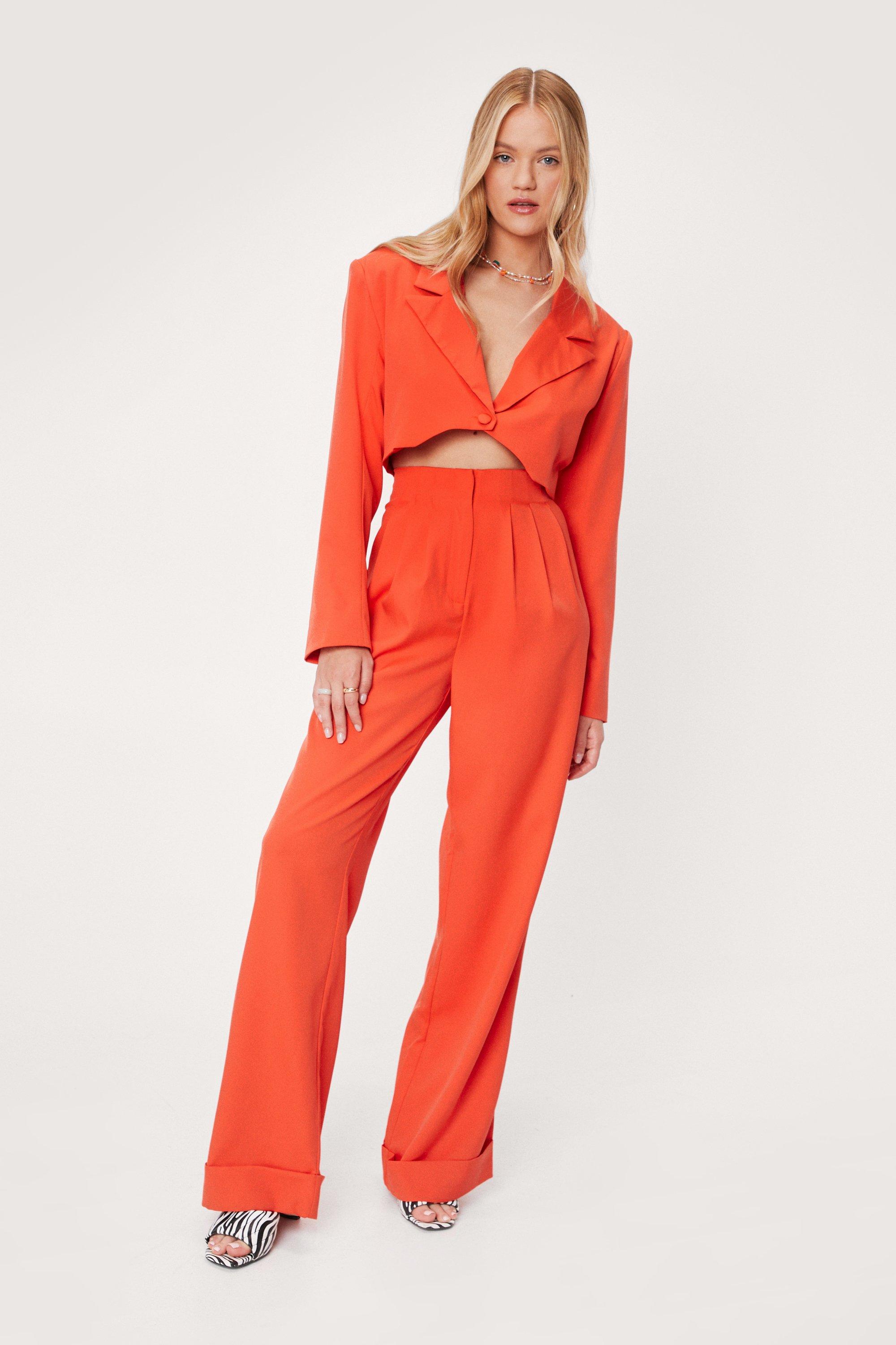 Blazer Court À Épaulettes Et Revers Crantés - Rouge - 32, Rouge