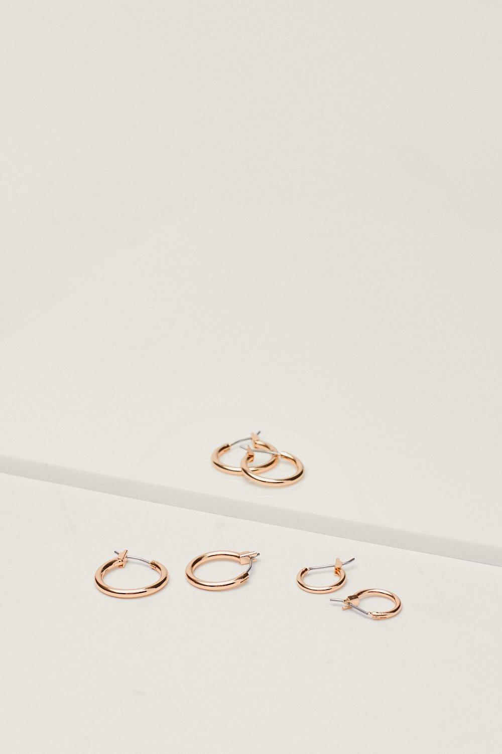 Recyclé - Lot De 3 Paires De Petites Créoles Éco-Responsables - Métallique - One Size, Métallique