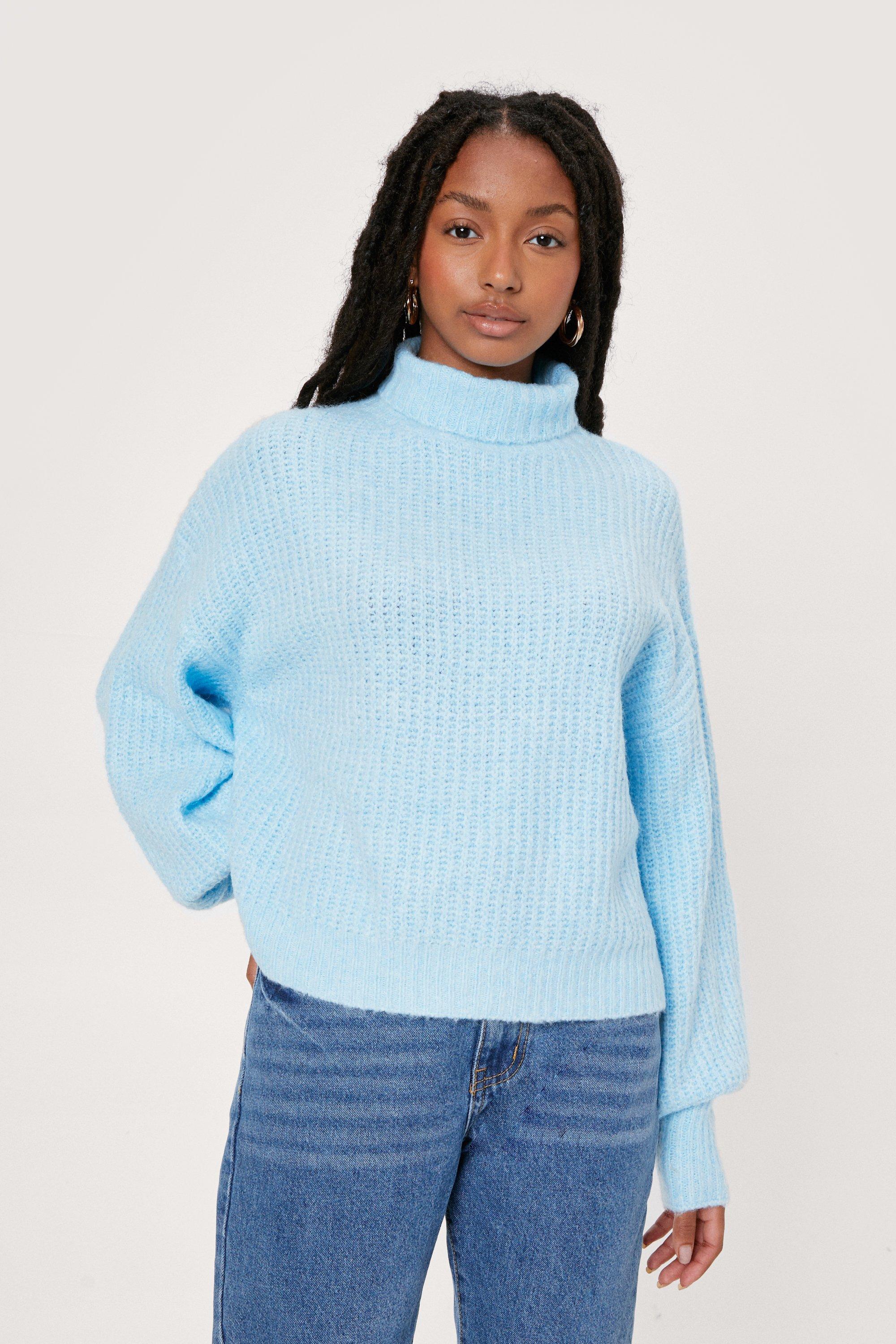 Petite - Pull À Col Roulé - Bleu - M, Bleu
