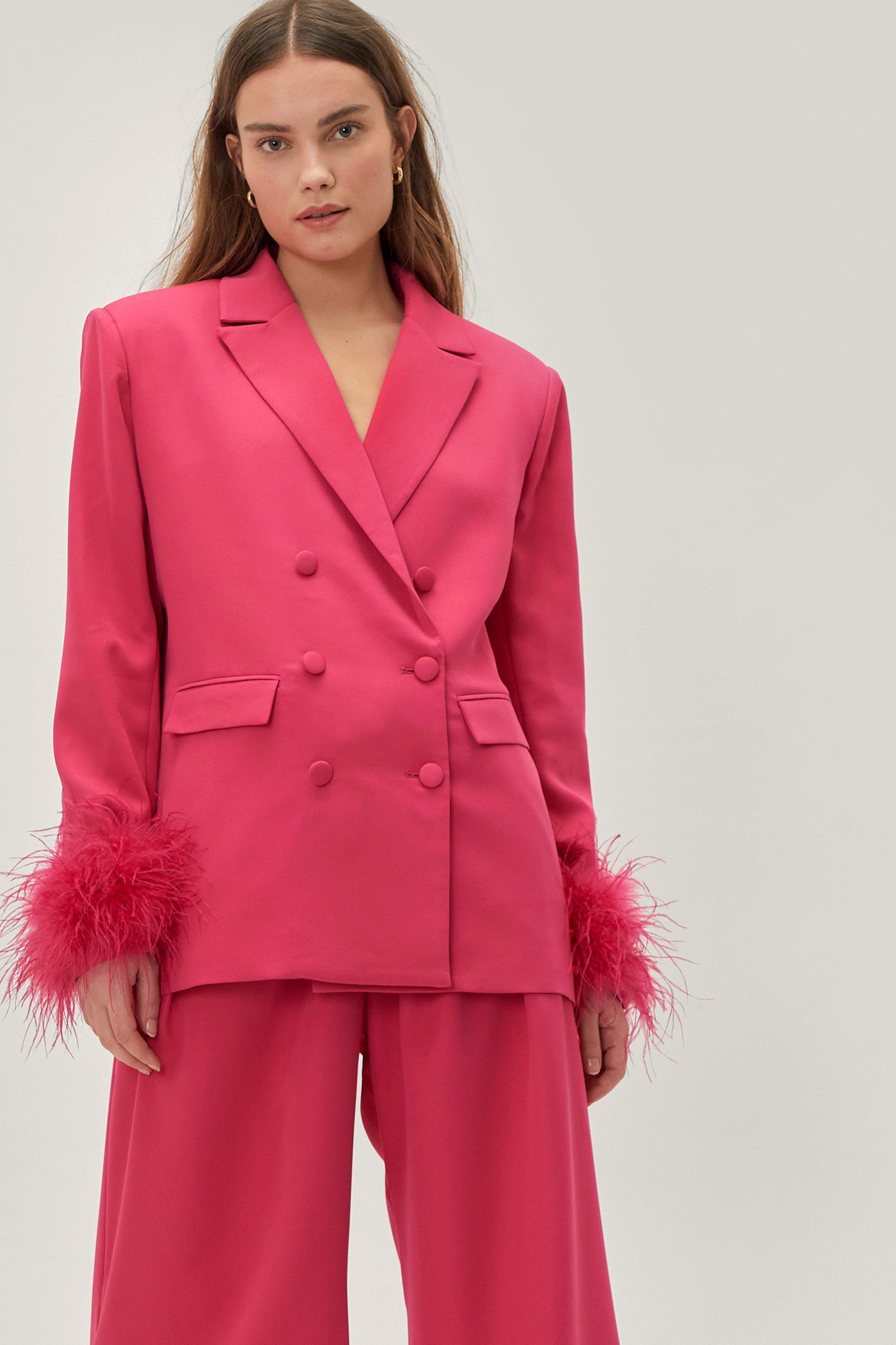 Blazer Avec Bordure En Plumes - Rose - 32, Rose