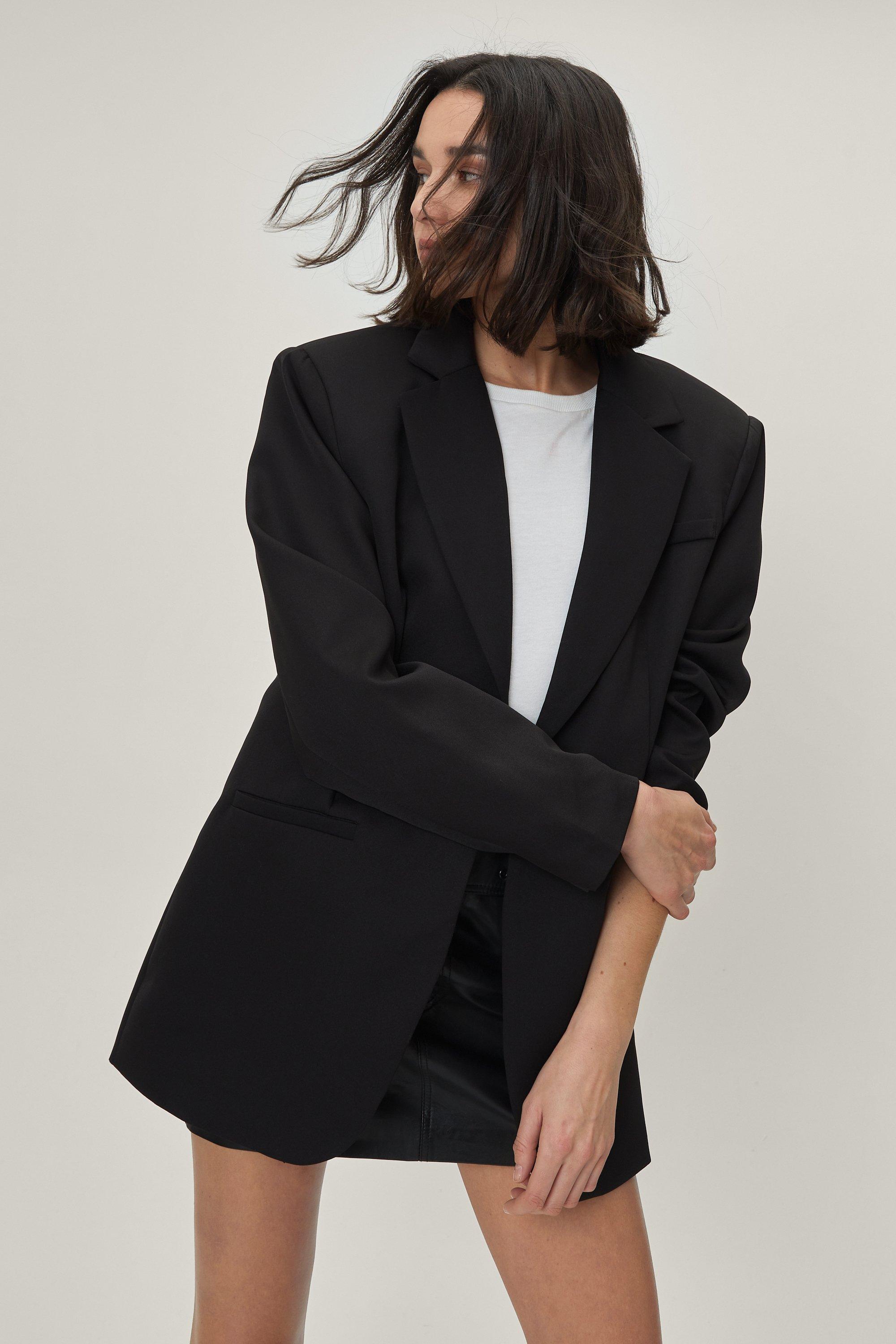 Blazer De Costume Oversize À Épaulettes - Noir - 40, Noir